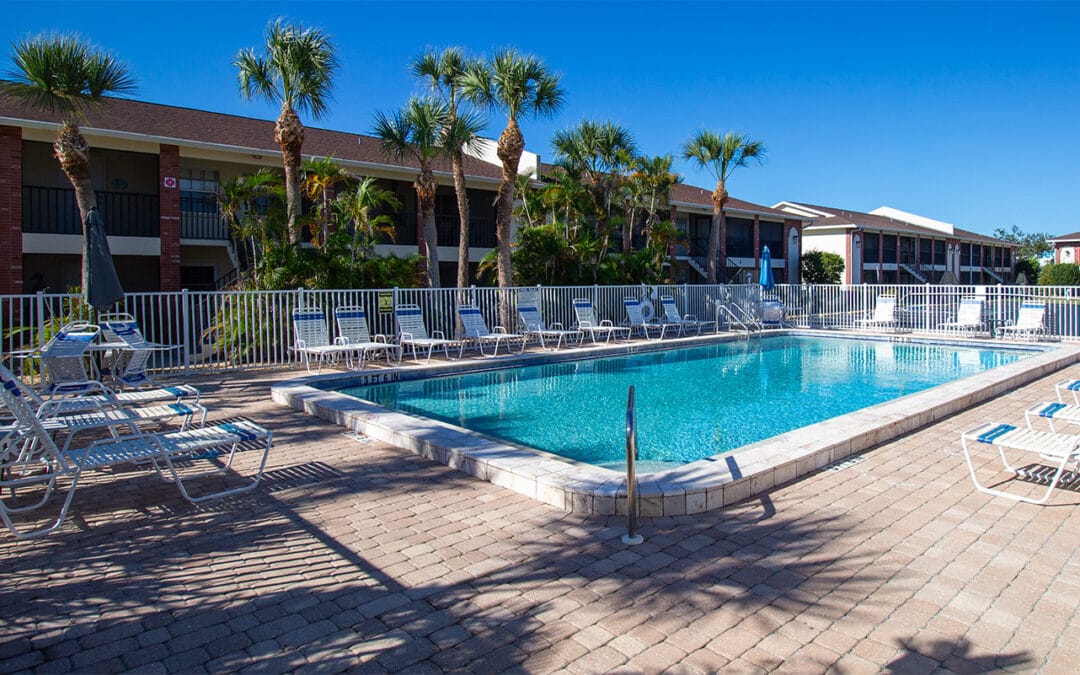Heated resort-style pool at our Englewood Florida vacation rental condo.